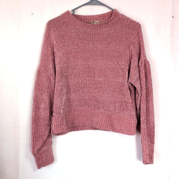 Lavish Mauve Pink Chenille Cropped Mock Neck Sweater Size Extra Large - Picture 1 of 4
